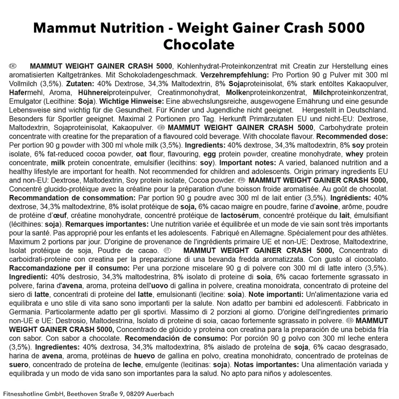 Weight Gainer Crash 5000 (4500g)