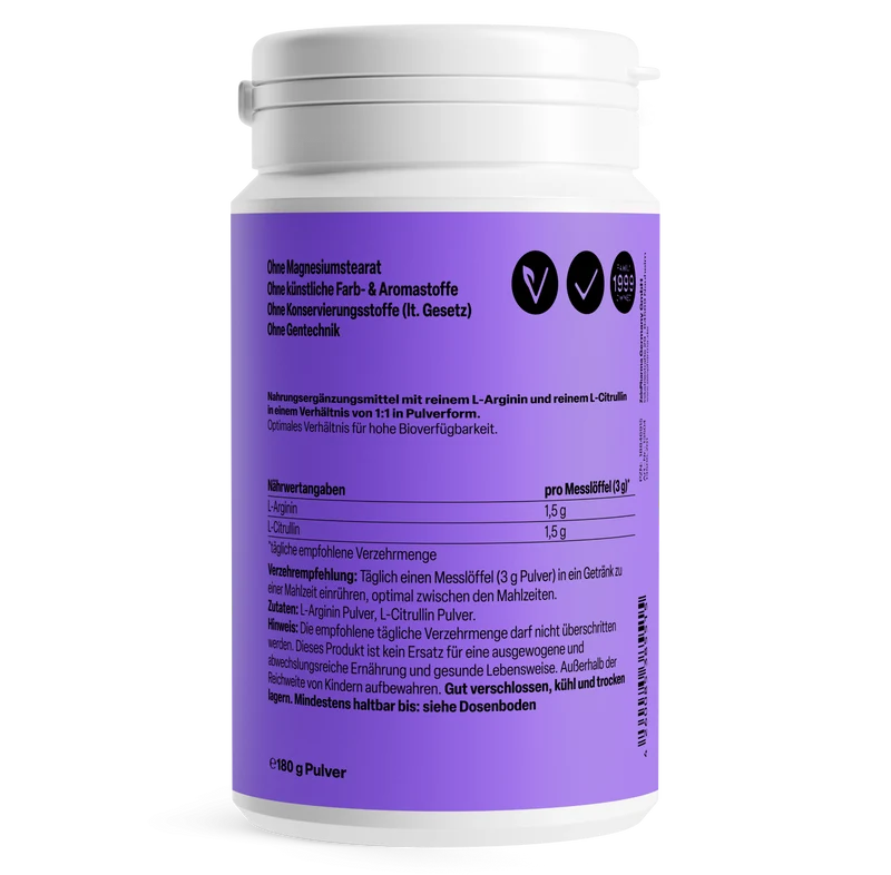 L-Arginin + L-Citrullin Pulver (180g)