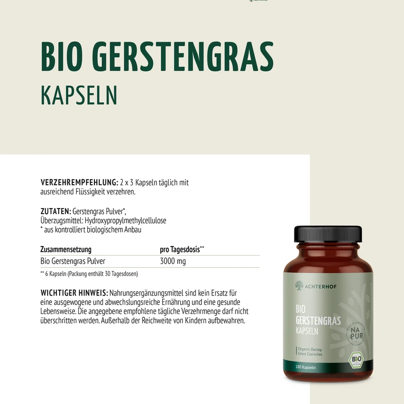 Gerstengras Kapseln Bio (180 Kapseln)