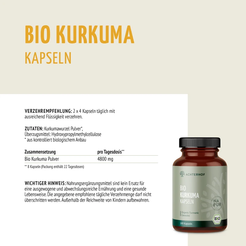 Kurkuma Kapseln Bio (180 Kapseln)