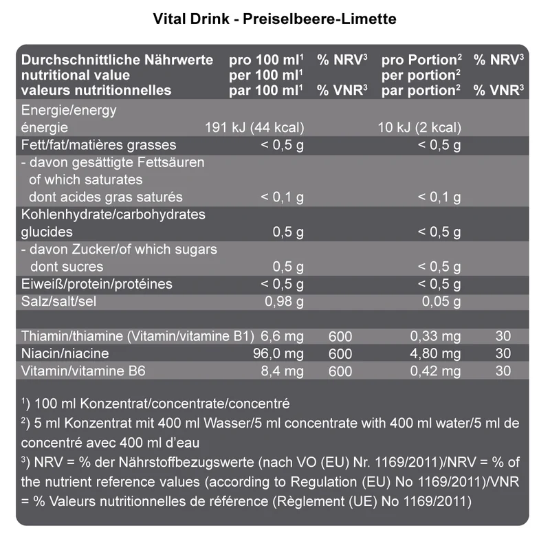 Vital Drink Zerop - 1000ml - Cranberry Lime