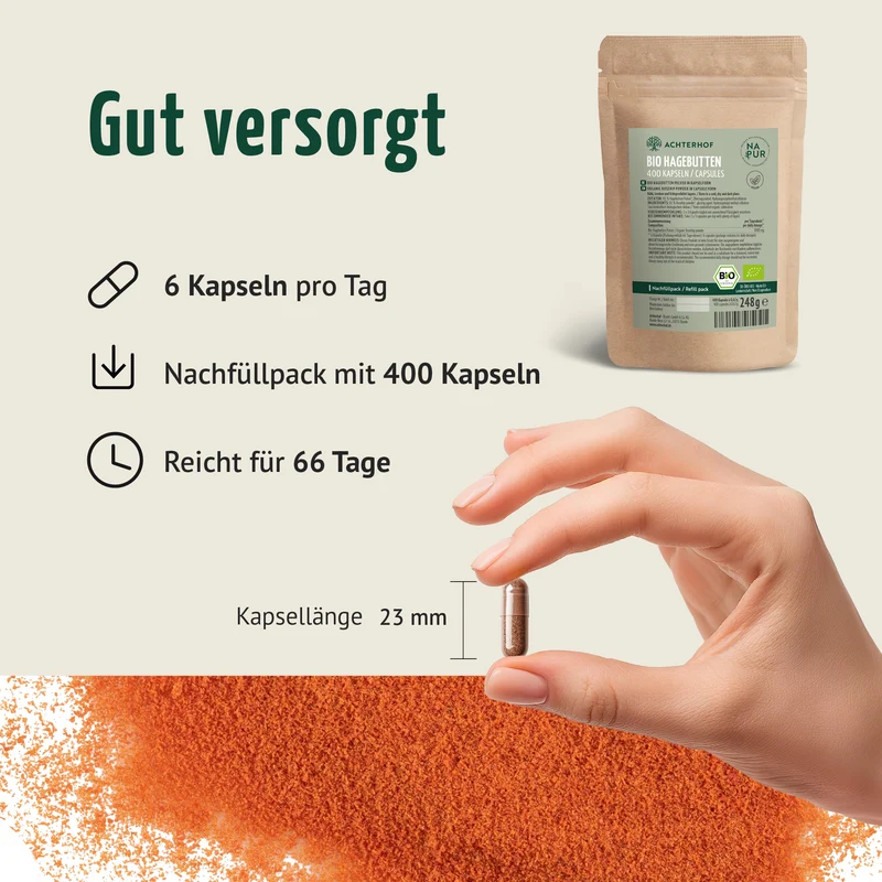 Hagebutten Kapseln Bio Nachfüllpack (400 Kapseln)