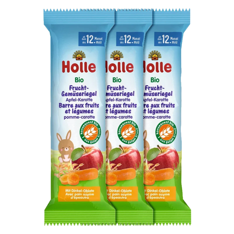 3er Pack Bio-Frucht-Gemüseriegel Apfel-Karotte ab dem 12. Monat (25g)
