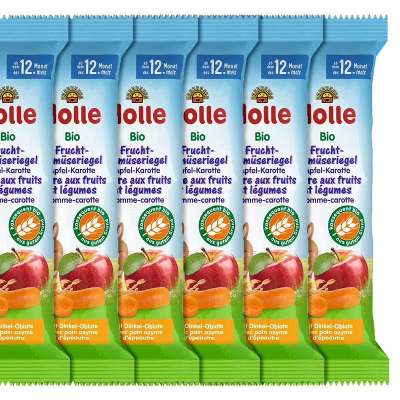 6er Pack Bio-Frucht-Gemüseriegel Apfel-Karotte ab dem 12. Monat (25g)