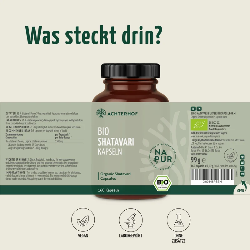 Shatavari Kapseln Bio (160 Kapseln)