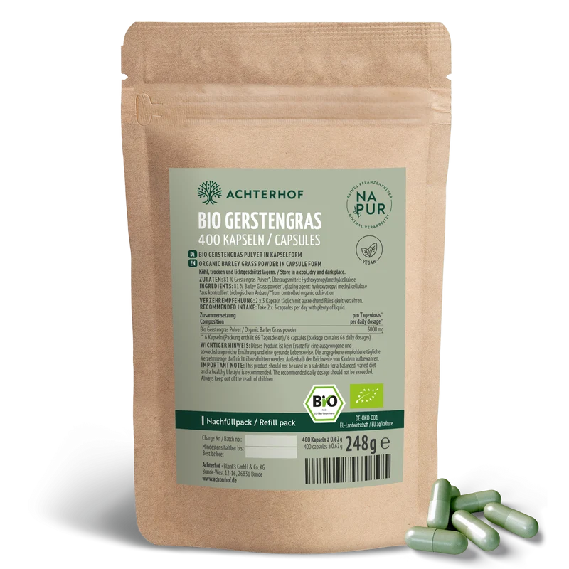 Gerstengras Kapseln Bio Nachfüllpack (400 Kapseln)