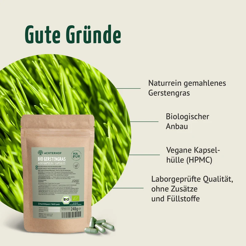 Gerstengras Kapseln Bio Nachfüllpack (400 Kapseln)