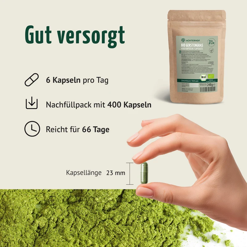 Gerstengras Kapseln Bio Nachfüllpack (400 Kapseln)