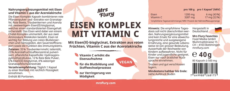 Eisen Komplex mit Vitamin C Kapseln