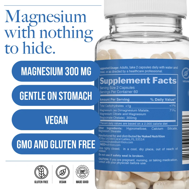 Daily Magnesium Supplement | Naked Magnesium - 120 Capsules