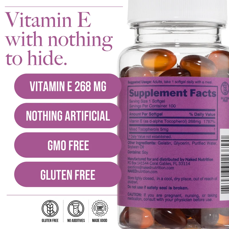 Daily Vitamin E Supplement | Naked Vitamin E - 100 Softgels