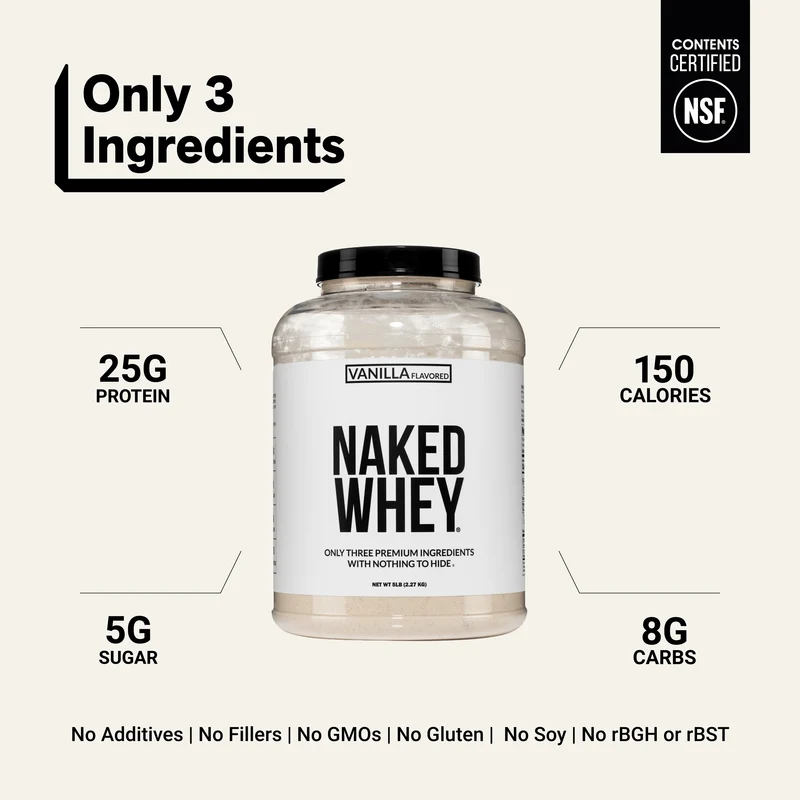 Vanilla Whey Protein Powder | Naked Vanilla Whey - 5LB