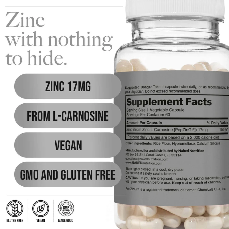 Daily Zinc Supplement | Naked Zinc Carnosine - 60 Capsules