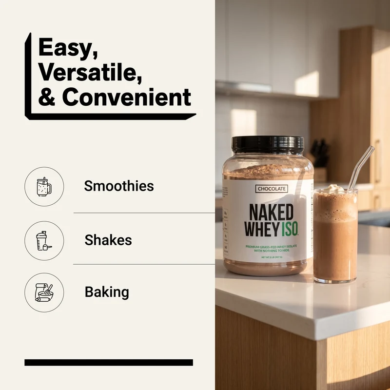 Chocolate Grass-Fed Whey Isolate Protein Powder | Naked Whey Isolate - 2LB