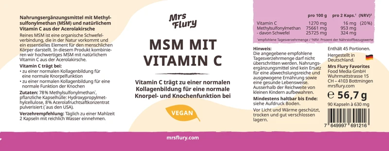 MSM mit Vitamin C Kapseln