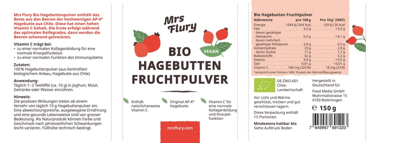 Bio Hagenbutten Fruchtpulver 150g