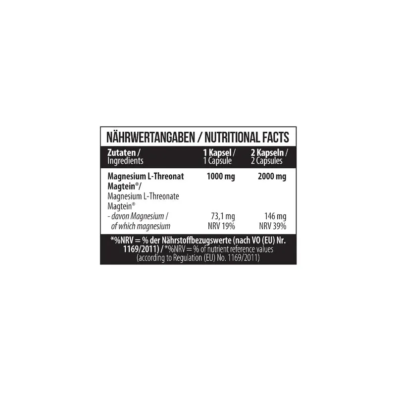 Magtein® Magnesium L-Threonate 1000 mg 60 Kapseln