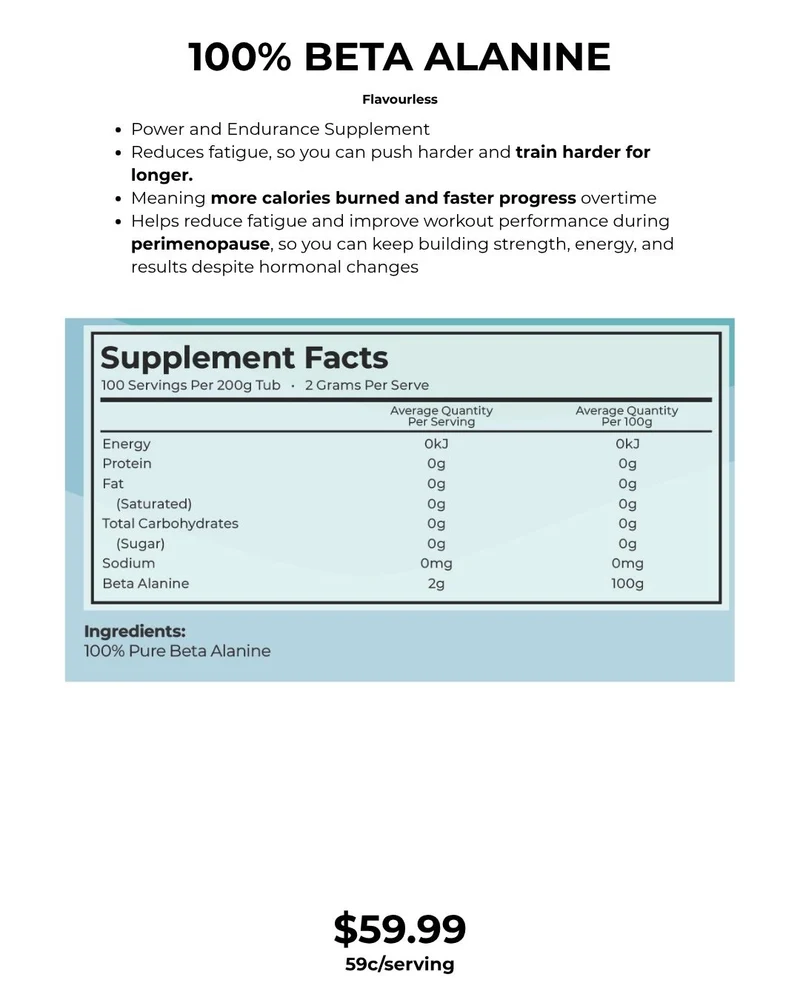 100% Pure Beta Alanine — Train Harder. Fatigue Less.