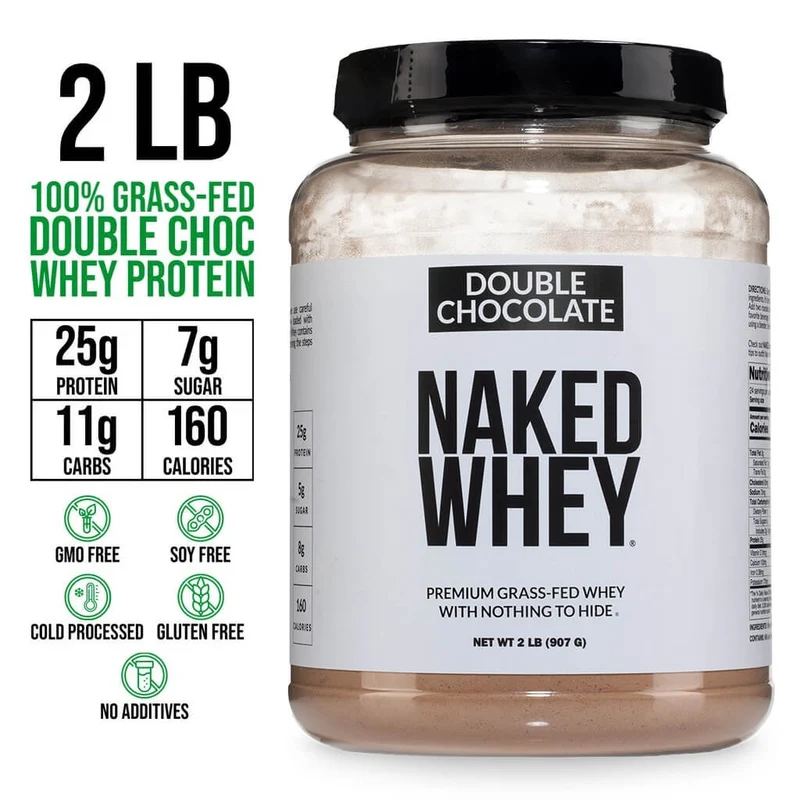 Double Chocolate Whey Protein Powder 2LB | Naked Whey - 2LB