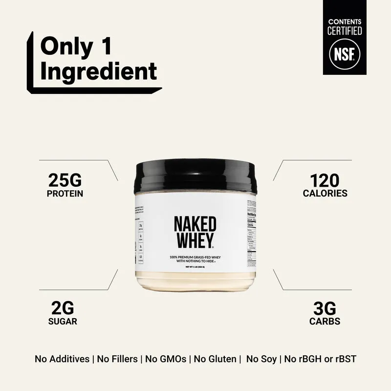 Grass Fed Whey Protein Powder | Naked Whey - 1LB