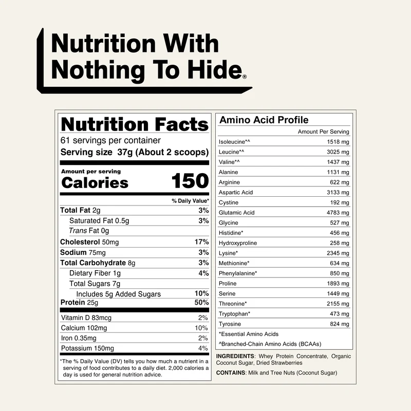 Strawberry Whey Protein Powder | Naked Strawberry Whey - 5LB