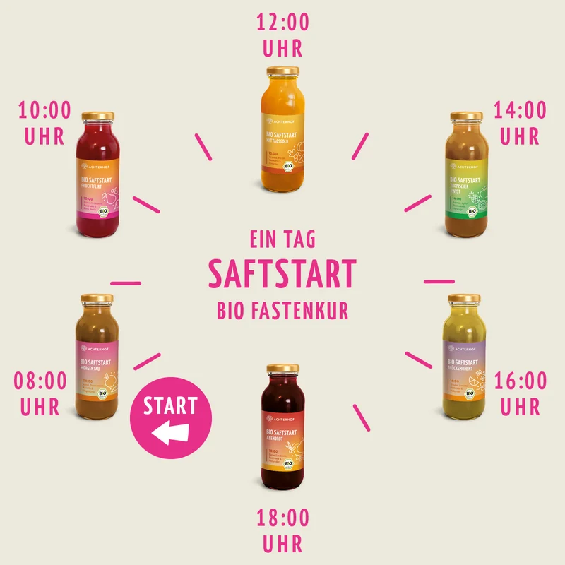 Saftstart Bio Fastenkur 1-7 Tage (6 Flaschen pro Tag)