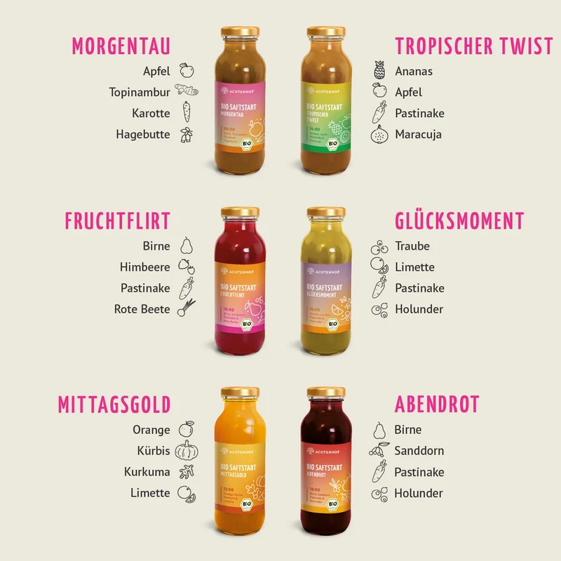 Saftstart Bio Fastenkur 1-7 Tage (6 Flaschen pro Tag)