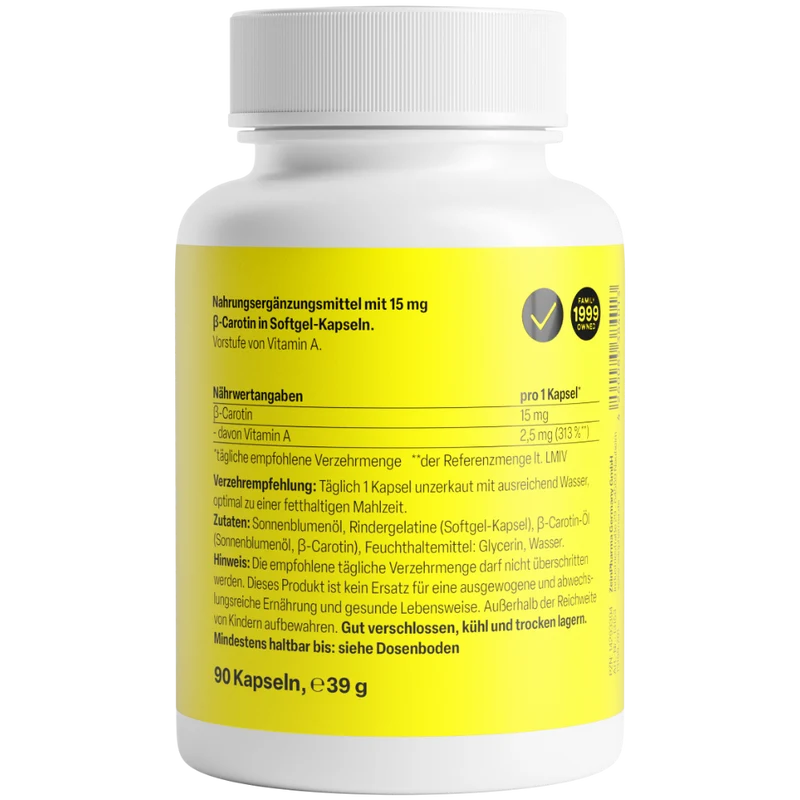 Beta Carotin Natural 15 mg (90 Kapseln)