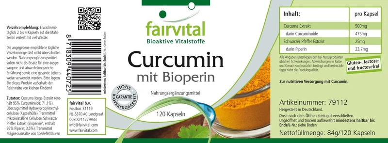 Curcumin mit Bioperin (120 Kapseln)