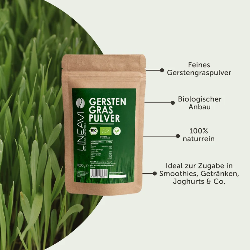 Doppelpack: Bio Gerstengraspulver (2x1000g)