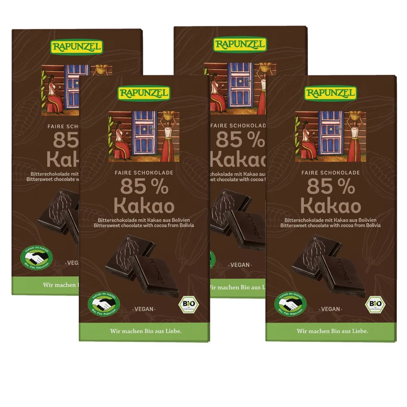 4 x Bitterschokolade 85% Kakao (4x80g)