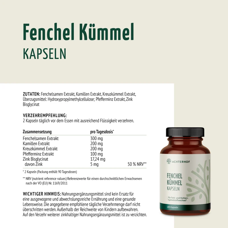 Fenchel Kümmel Kapseln (180 Kapseln)