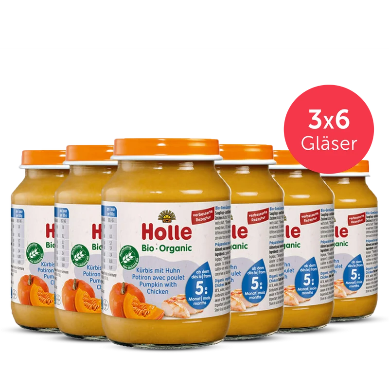 3er Pack Kürbis mit Huhn - 6x190g - Bio ab dem 5. Monat