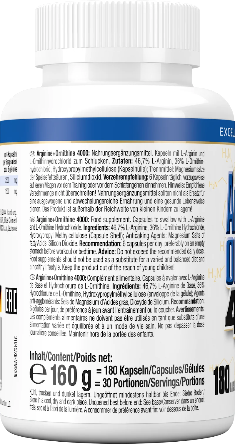 Arginine + Ornithine 4.000 (180 Kapseln)
