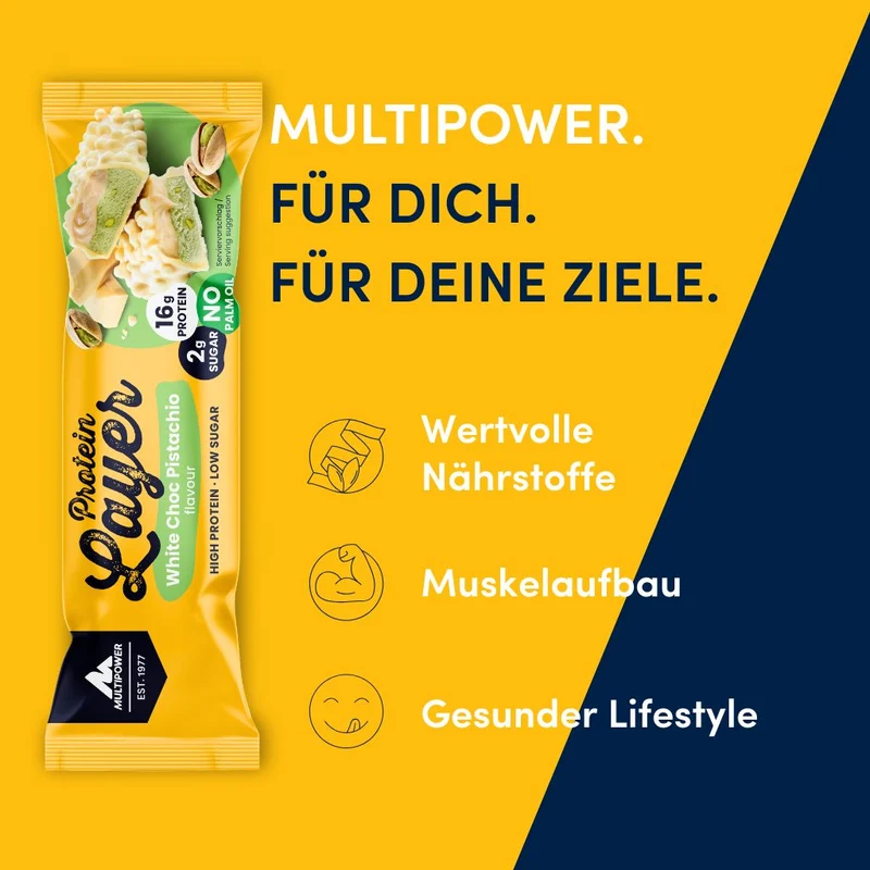 Protein Riegel Layer Weiße Schokolade & Pistazie - 50g | 15g Protein