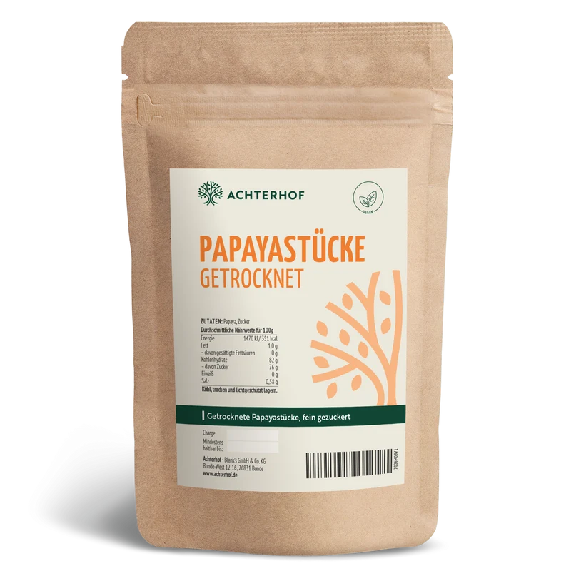 Papayastücke getrocknet & gezuckert (500g)