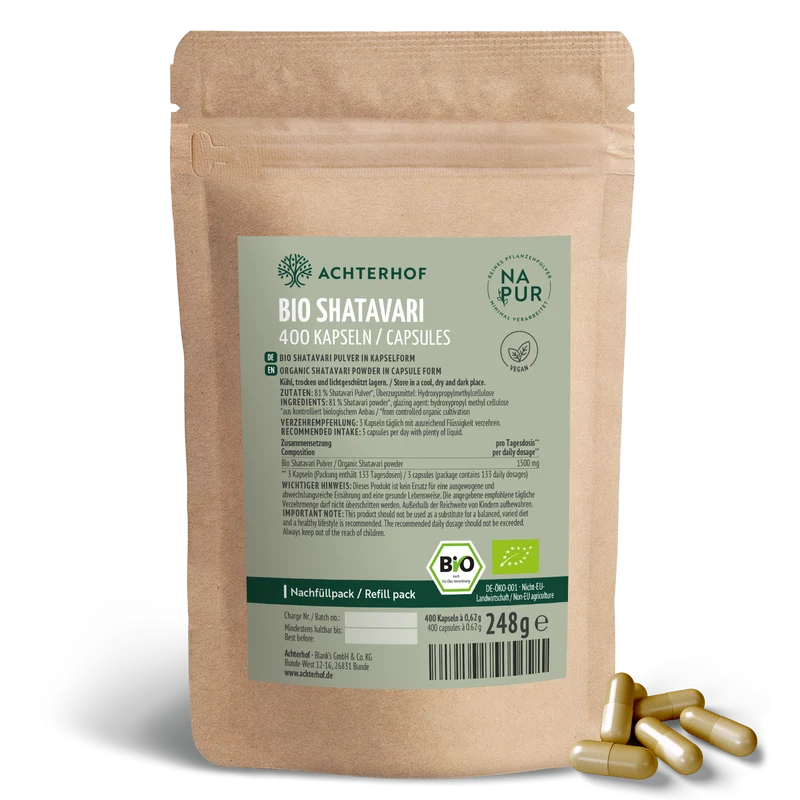 Bio Shatavari Kapseln Nachfüllpack (400 Kapseln)