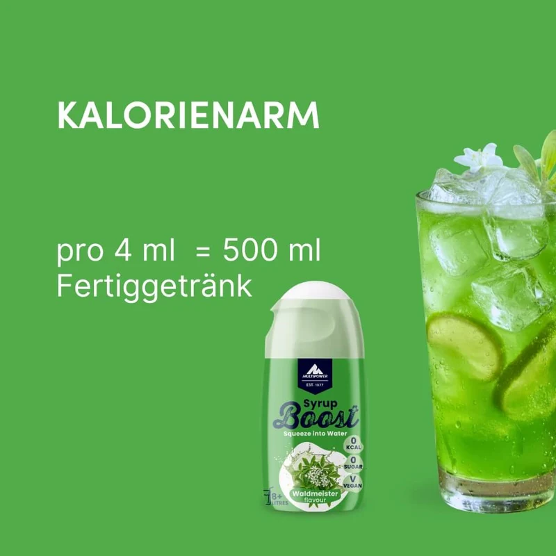 Waldmeister Getränkesirup ohne Zucker | Syrup Boost Probierpaket (4x65ml)