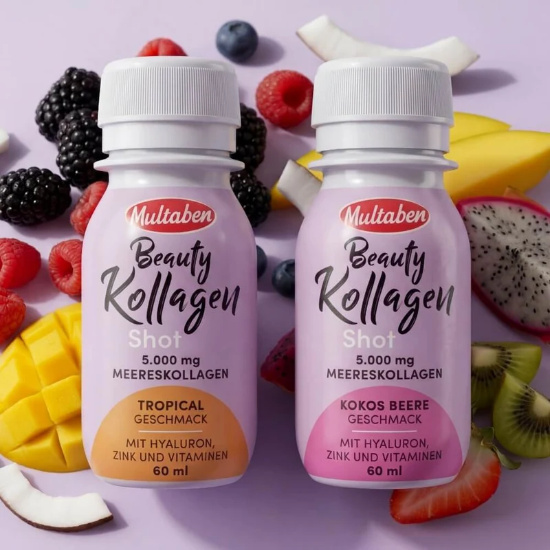Monatskur Multaben Beauty Collagen Shot Kokos Beere - Ideal für Haut, Haare & Nägel