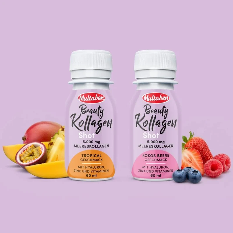 Monatskur Multaben Beauty Collagen Shot Kokos Beere - Ideal für Haut, Haare & Nägel