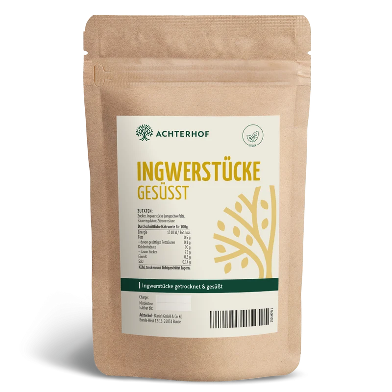 Ingwerstücke getrocknet & gesüßt (500g)