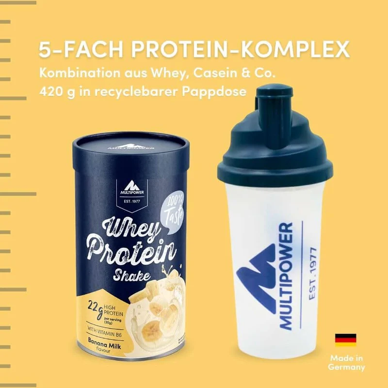 420g Whey Protein Pulver Banane | Mit Vitamin B6 (Artikel mit verkürzter Haltbarkeit)