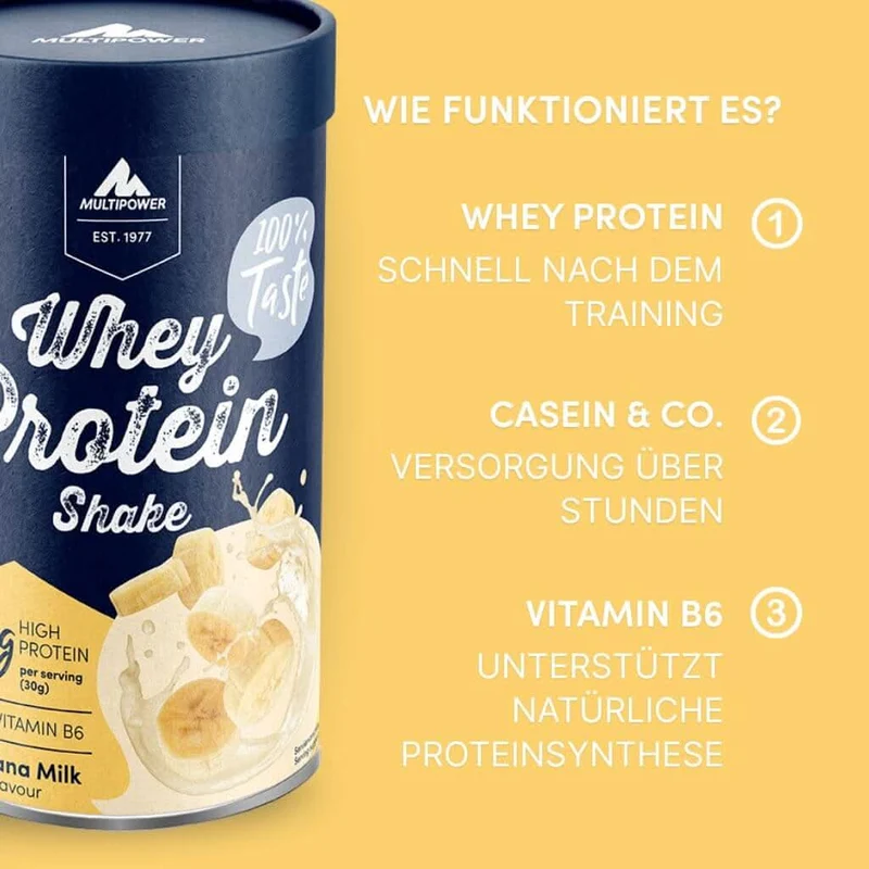 420g Whey Protein Pulver Banane | Mit Vitamin B6 (Artikel mit verkürzter Haltbarkeit)
