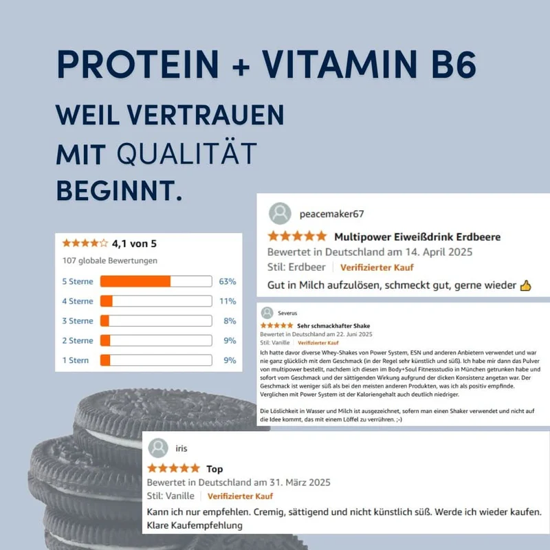 Creamy Protein Pulver 420g - Cookies & Cream | bis zu 33g Protein pro Portion