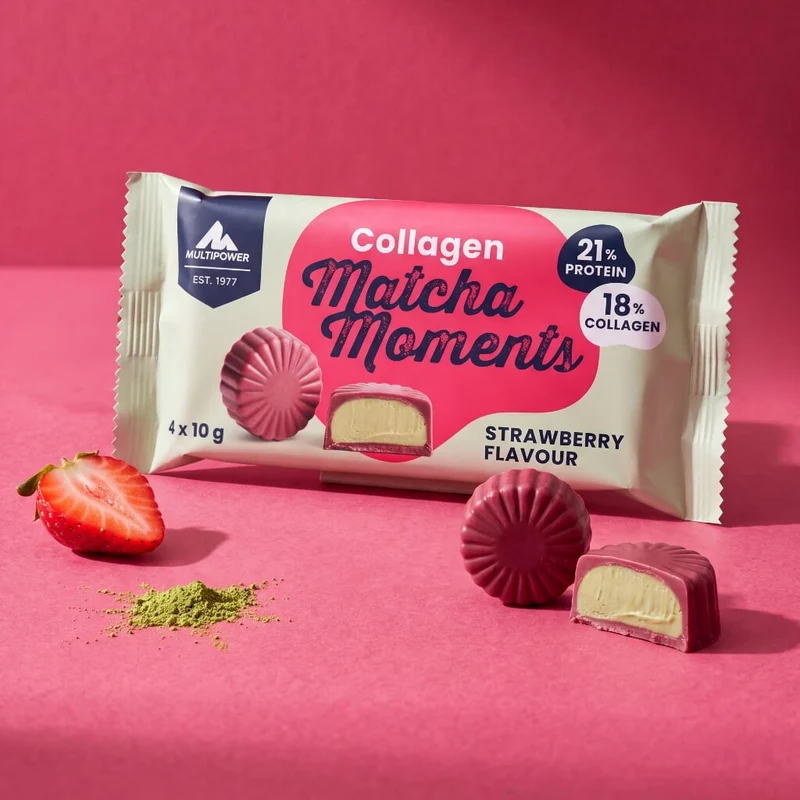 Collagen Matcha Moments, Erdbeere | 4x10g Kollagen Pralinen